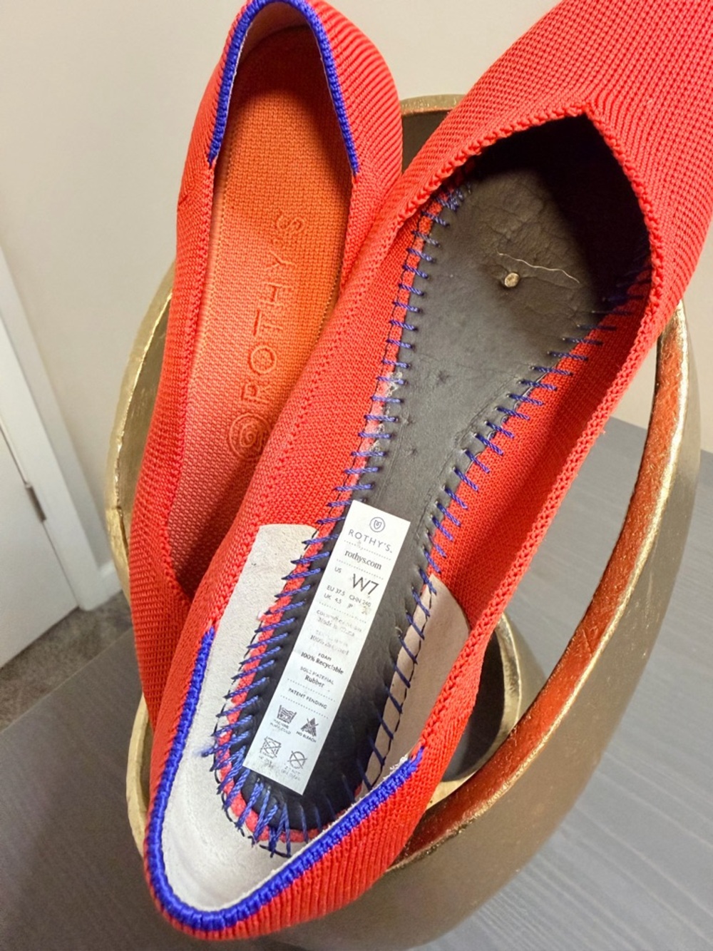 Rothy's Bright Orange Pointed Knit Flats - Picture 6 of 6